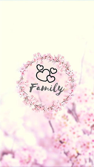 Soft Pink Cherry Blossom Family Heart Icon for Social Media Highlights HD phone wallpaper