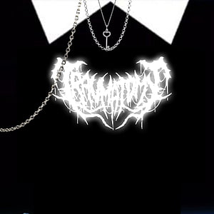 Gothic Black T-Shirt with White Spiky Typography and Silver Key Necklace HD phone wallpaper
