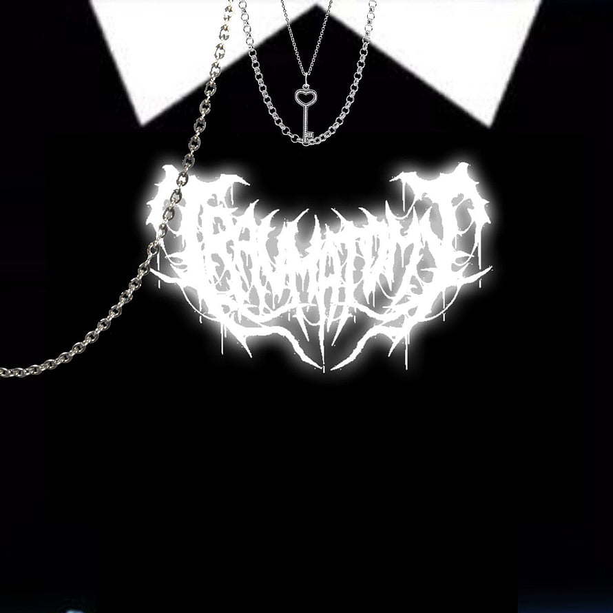 Gothic Black T-Shirt with White Spiky Typography and Silver Key Necklace HD phone wallpaper