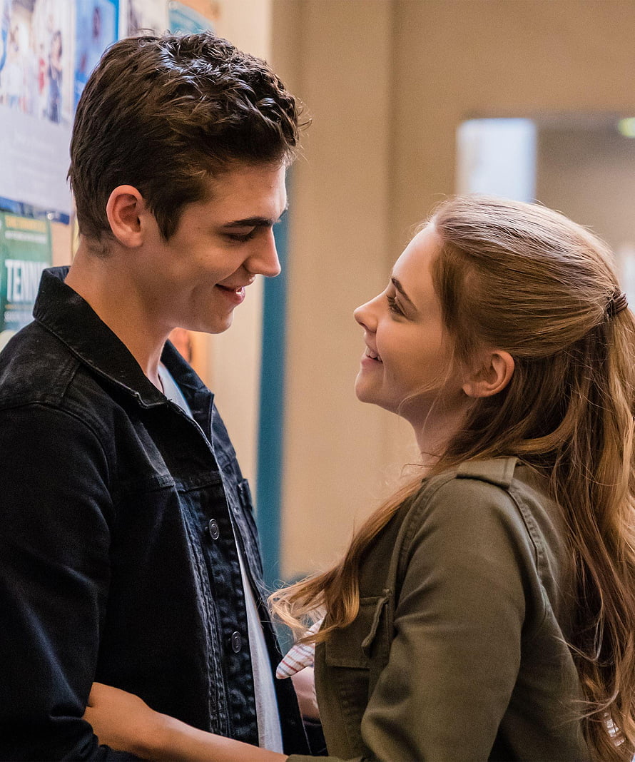 Tessa Young and Noah in a Warm School Hallway Moment from After HD phone wallpaper