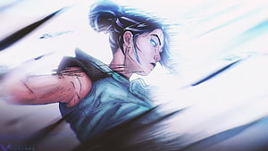 Jett from Valorant in Dynamic Action Pose with Blue Energy Effects HD wallpaper