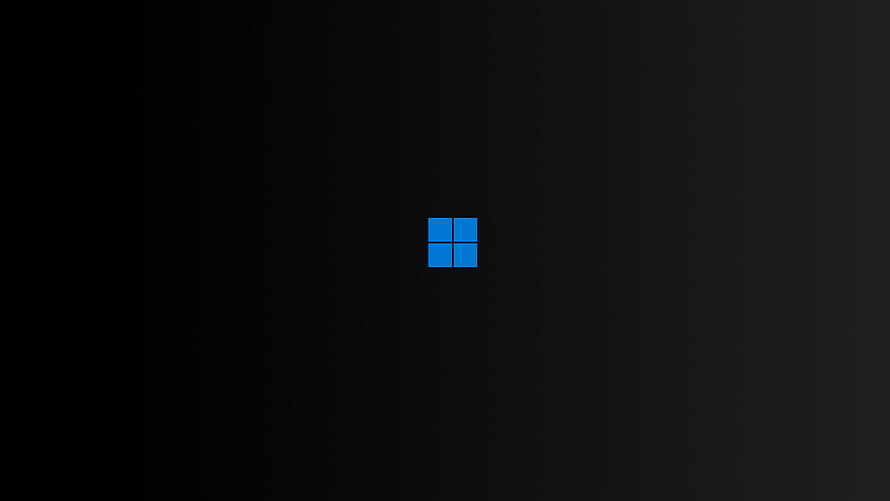 Windows 11 Minimalist Black Background with Centered Blue Logo HD wallpaper
