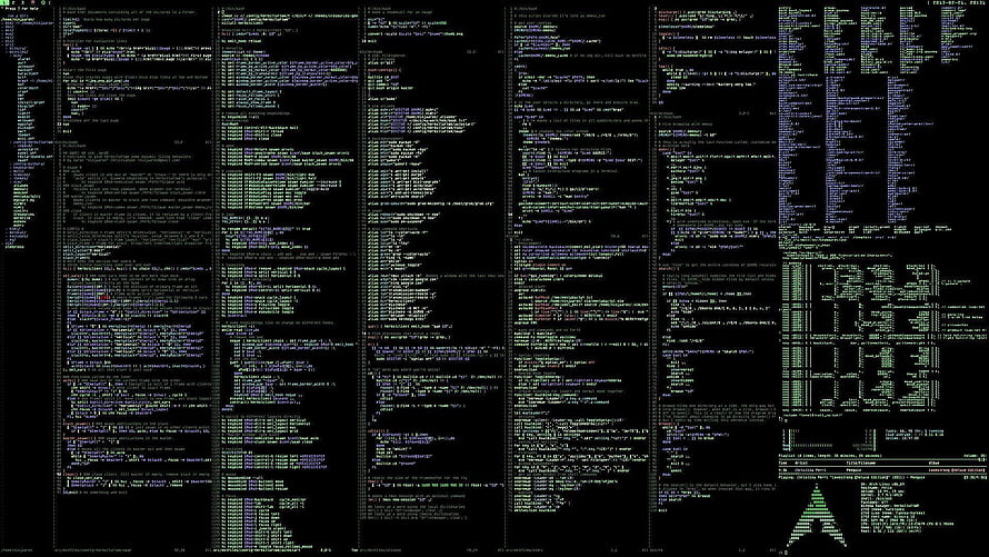 Kali Linux Terminal Interface with Multicolored Code and System Logs on Black Background HD wallpaper