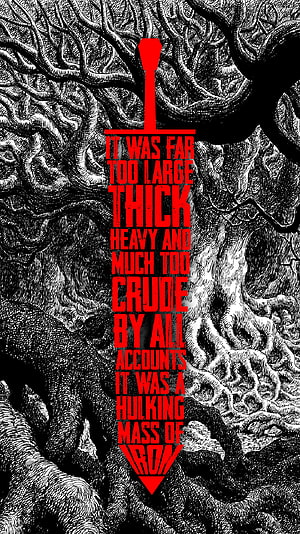 Berserk Manga Sword Typography Poster with Intricate Black and White Root Illustration HD phone wallpaper