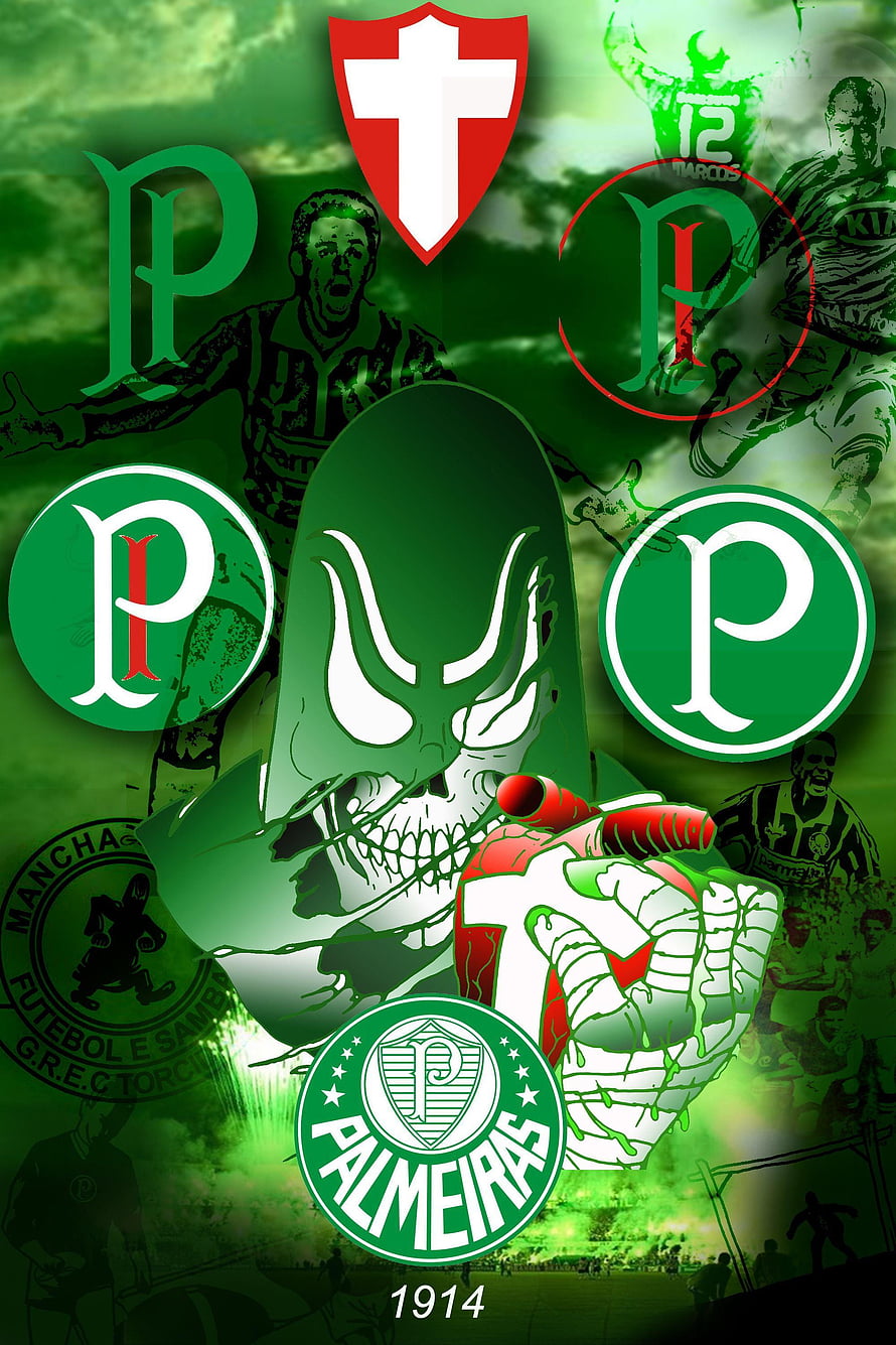 Palmeiras Football Club Green and White Fan Art with Team Crest and Mascot HD phone wallpaper