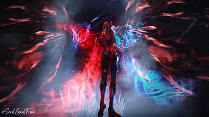 Tang San Asura Hell Formation with Dual Energy Wings in Dark Fantasy Style HD wallpaper