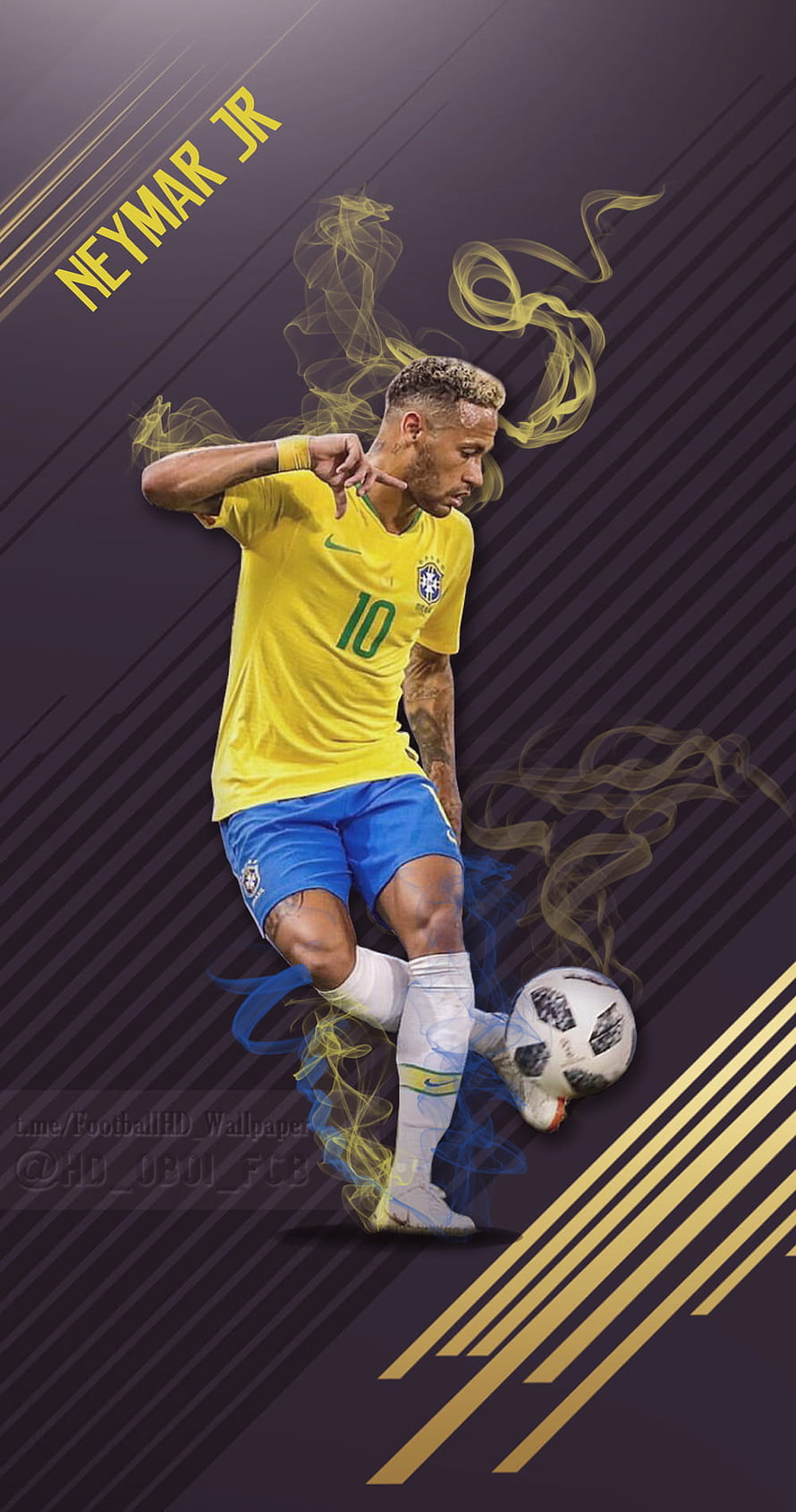 Neymar Jr in Brazil National Team Kit Dribbling with Smoke Effects HD phone wallpaper