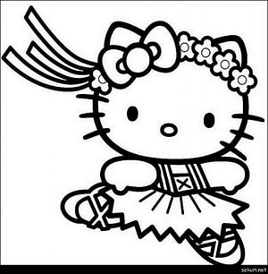 Hello Kitty in a Snowsuit and Scarf Black and White Line Art Coloring Page HD phone wallpaper