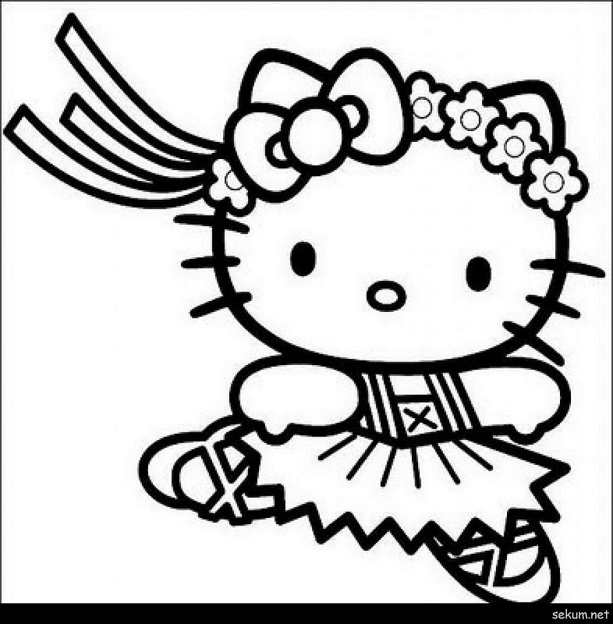 Hello Kitty in a Snowsuit and Scarf Black and White Line Art Coloring Page HD phone wallpaper