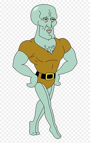 Squidward Tentacles in a Muscular Superhero Costume HD phone wallpaper
