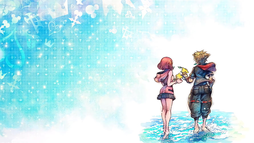 Kingdom Hearts 3 ReMind Sora and Kairi Sharing a Moment in the Water HD wallpaper