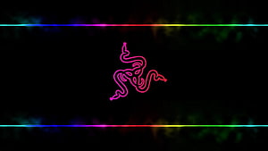 Razer Neon Logo with RGB Light Strips on Black Background HD wallpaper