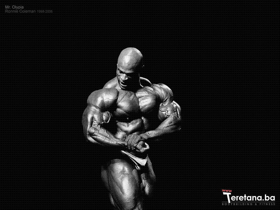 Ronnie Coleman Bodybuilding Pose in Black and White HD wallpaper