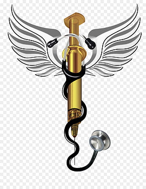 Winged Medical Syringe and Stethoscope Emblem Design HD phone wallpaper