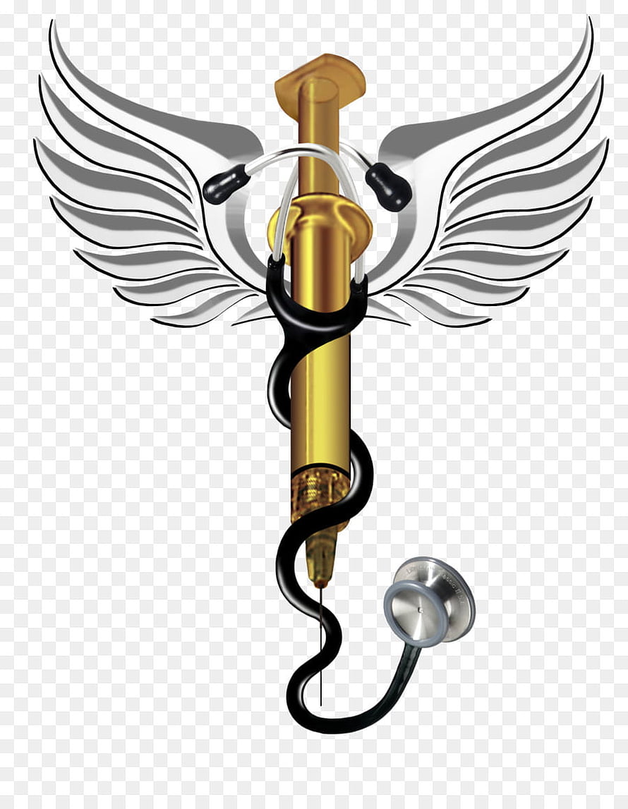 Winged Medical Syringe and Stethoscope Emblem Design HD phone wallpaper