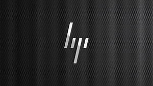 HP Logo on Dark Perforated Metal Texture with Minimalist Silver Design HD wallpaper