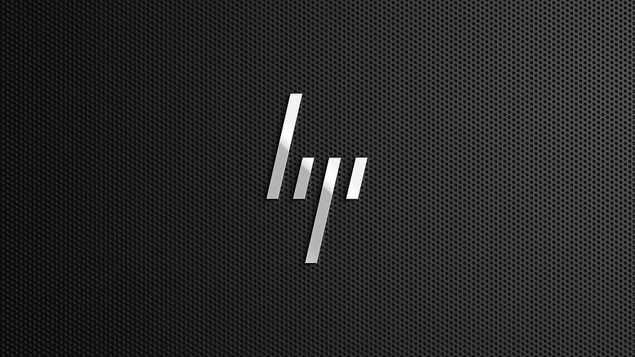 HP Logo on Dark Perforated Metal Texture with Minimalist Silver Design HD wallpaper
