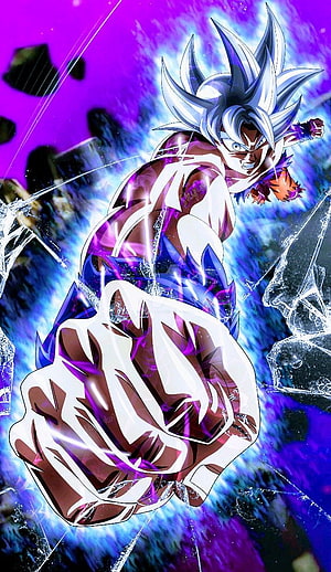 Goku Ultra Instinct Mastered Punching Through Shattered Ice in Dragon Ball Super HD phone wallpaper