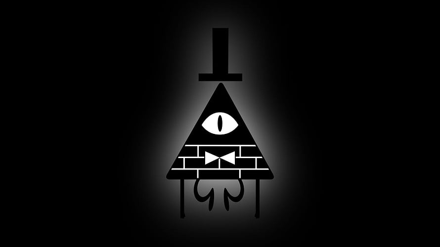 Bill Cipher from Gravity Falls in Minimalist Black and White Vector Art HD wallpaper