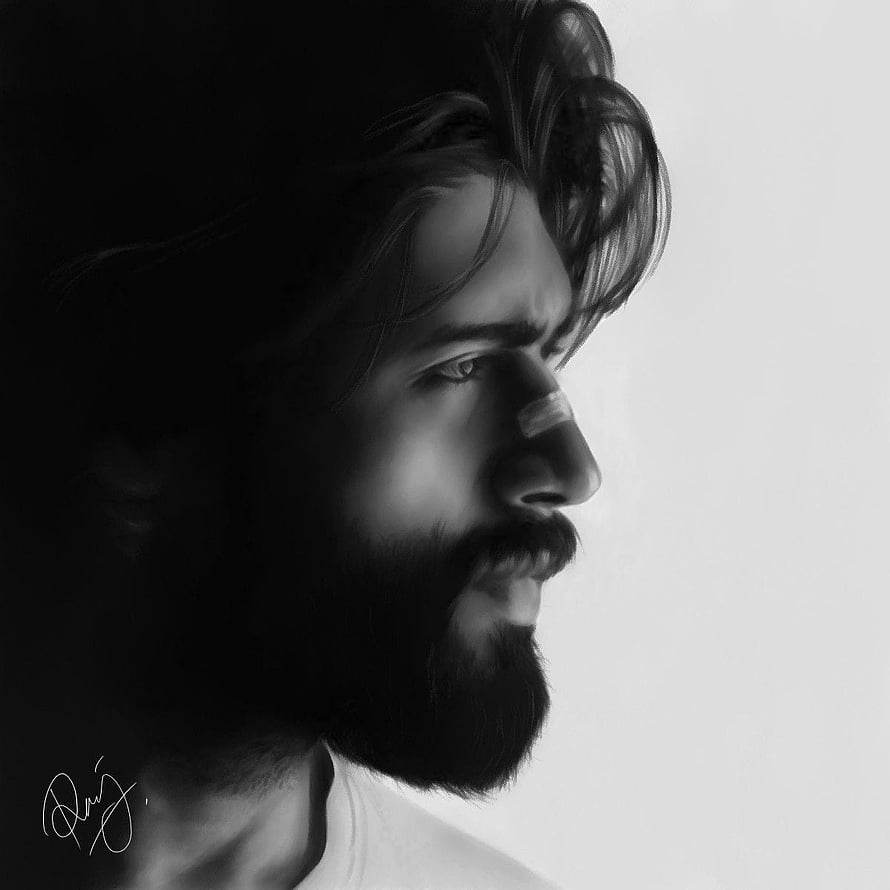 Arjun Reddy Profile Portrait in Dramatic Black and White Cinematic Lighting HD phone wallpaper