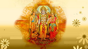 Lord Rama, Sita, Lakshmana, and Hanuman in Traditional Indian Devotional Art, God Rama Laxman Sita with Hanuman, ram sita hanuman HD wallpaper