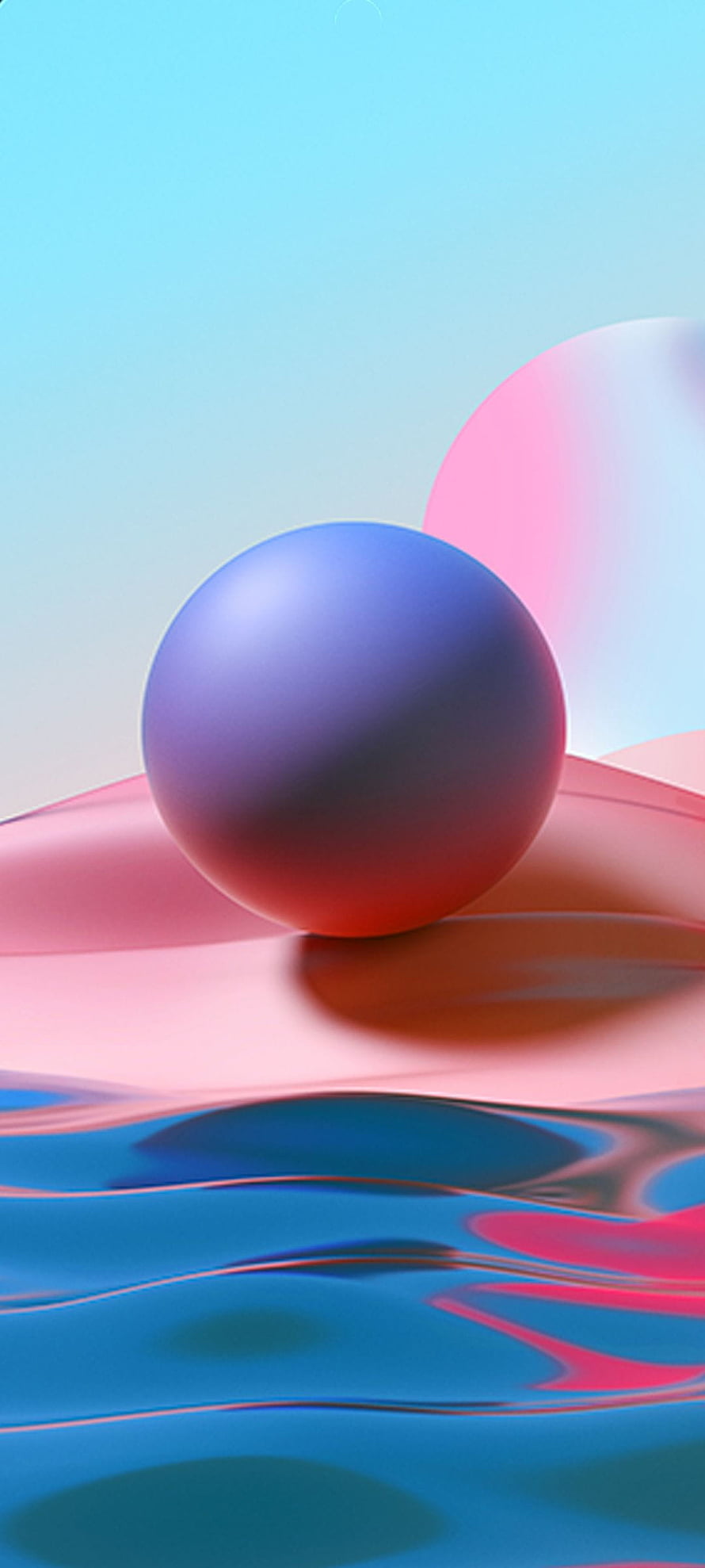 Abstract 3D Sphere on Reflective Surface with Pastel Gradient Background HD phone wallpaper