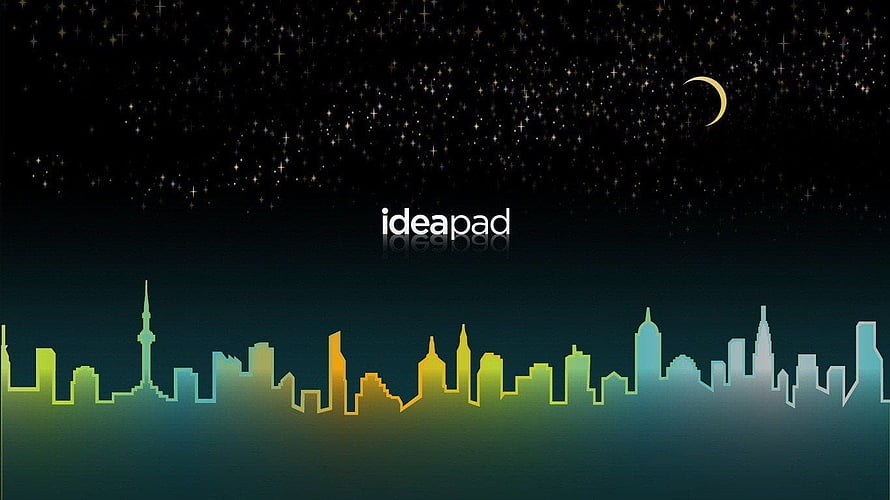Lenovo IdeaPad Night Sky Cityscape Wallpaper with Crescent Moon and Starry Background HD wallpaper