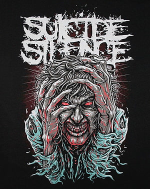 Suicide Silence Grunge Band Artwork with Distressed Typography and Intense Portrait HD phone wallpaper