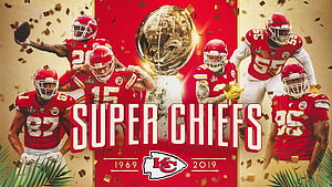 Kansas City Chiefs Super Bowl Champions 1969 to 2019 Celebration HD wallpaper