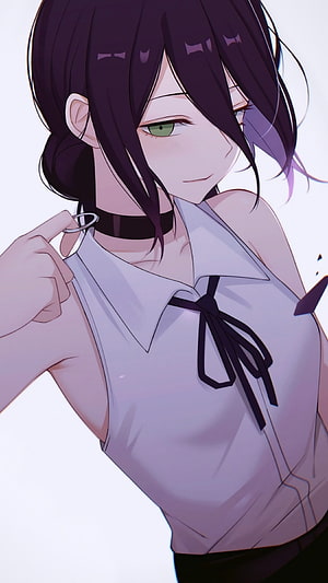 Reze from Chainsaw Man in White Collar Shirt and Black Choker HD phone wallpaper