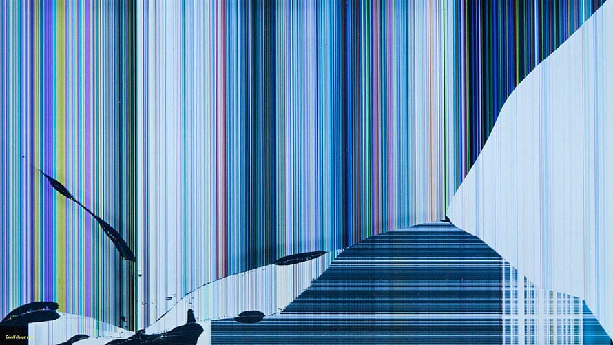 Abstract Glitch Art with Vertical Color Stripes and Digital Distortion HD wallpaper