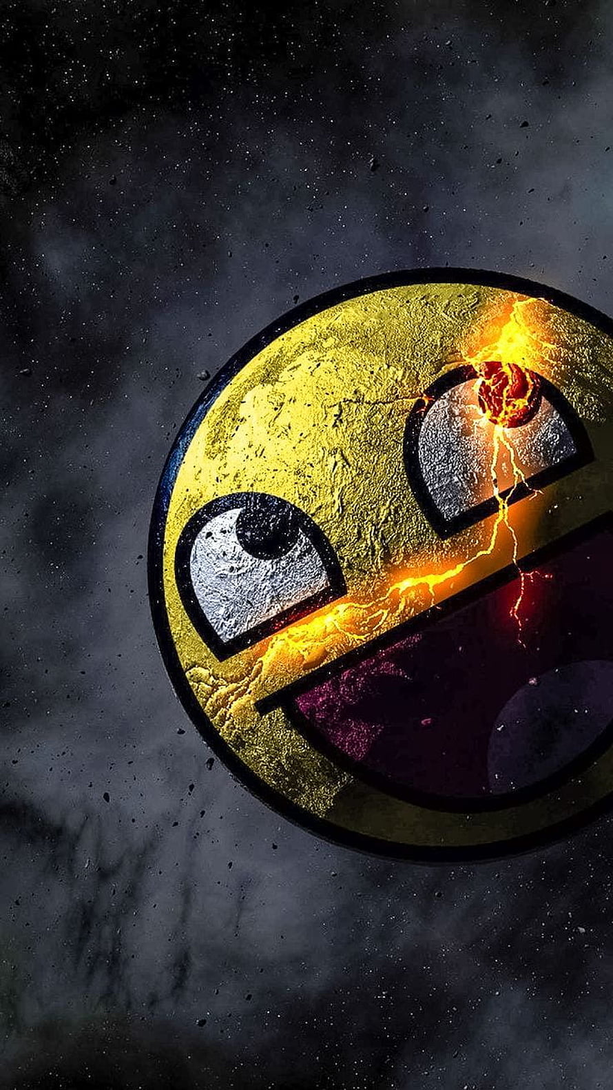 Molten Gold Planet with Glowing Cracks and Cosmic Eyes in Dark Space HD phone wallpaper