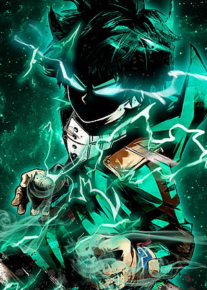 Izuku Midoriya in Vigilante Costume with Green Energy Aura HD phone wallpaper