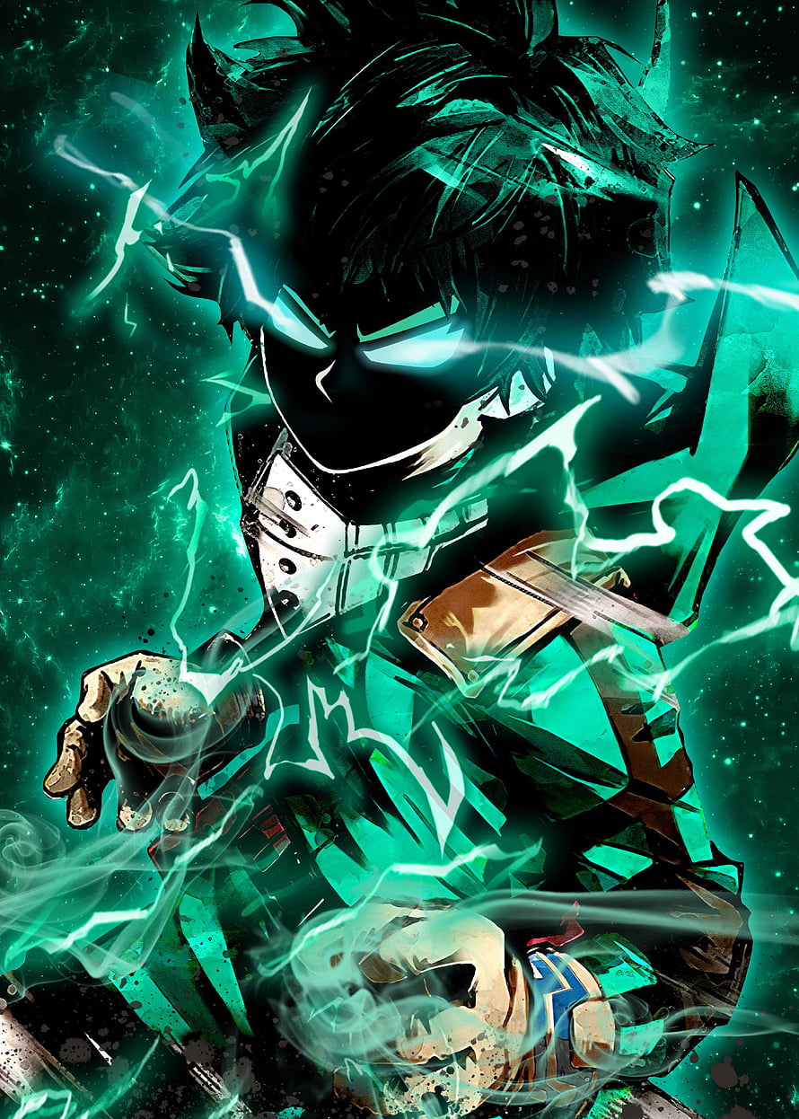 Izuku Midoriya in Vigilante Costume with Green Energy Aura HD phone wallpaper