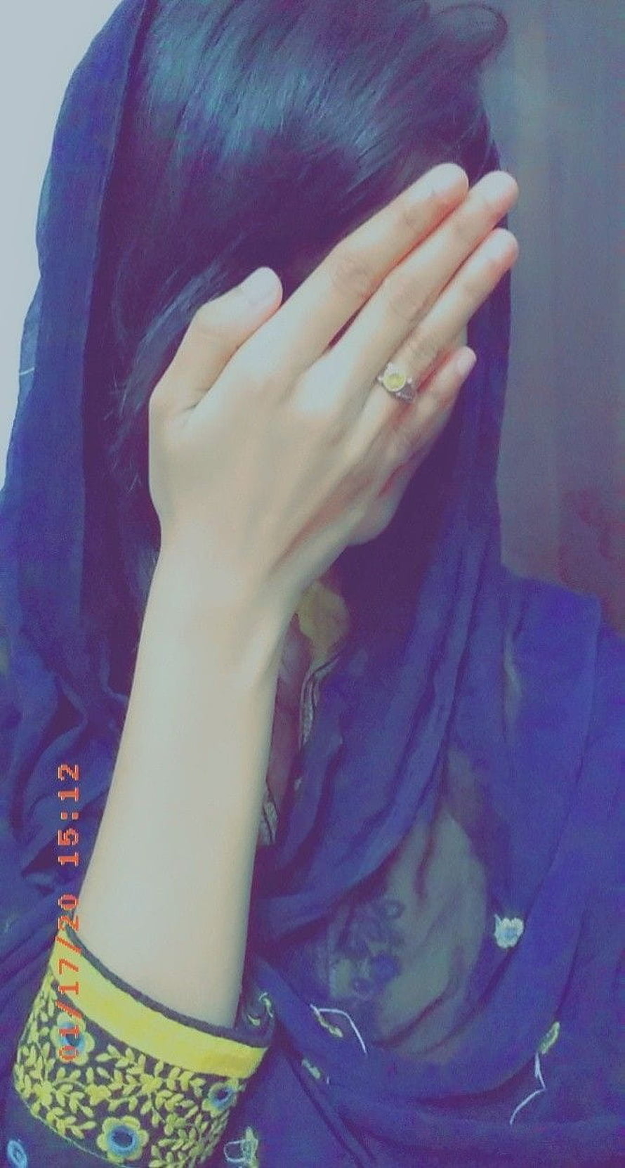 Woman in Blue Dupatta Covering Face with Hand and Ring, Hidden Face in 2021, 2021 girls dpz HD phone wallpaper
