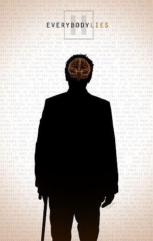 Everybody Lies: Silhouette with Glowing Brain and Text Background HD phone wallpaper