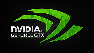 NVIDIA GeForce GTX Green Logo on Black Textured Background HD wallpaper