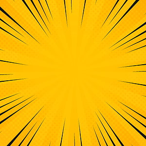 Vibrant Yellow Comic Style Sunburst Background with Black Radiating Lines HD phone wallpaper