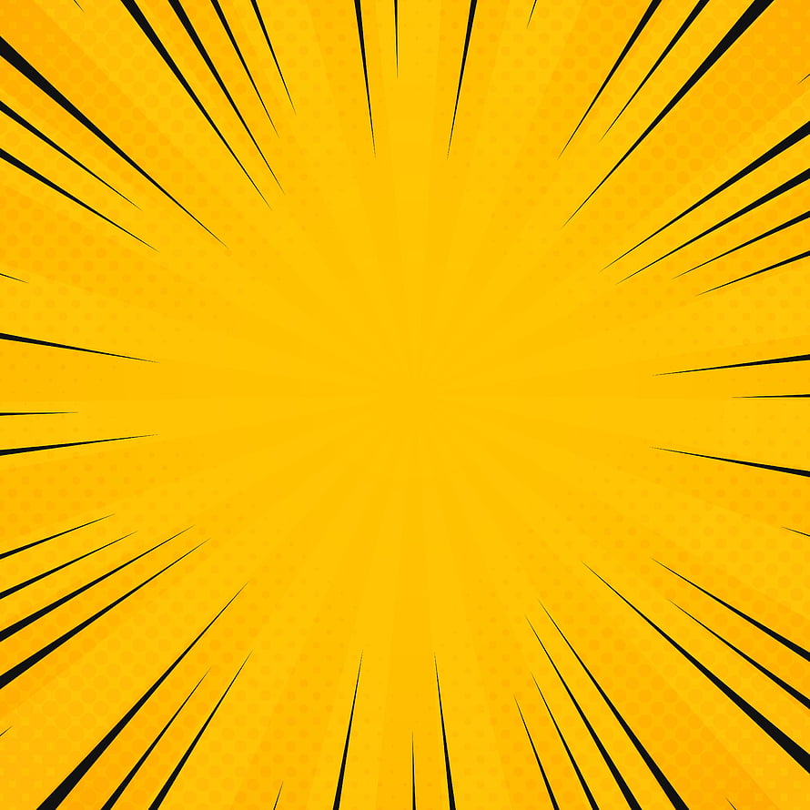 Vibrant Yellow Comic Style Sunburst Background with Black Radiating Lines HD phone wallpaper
