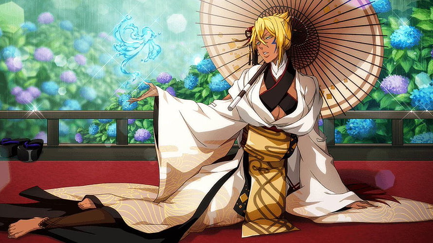 Tier Harribel in Traditional Japanese Kimono Holding Parasol in Bleach Anime Art HD wallpaper