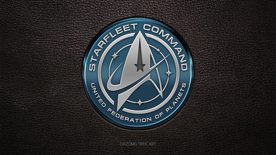 Star Trek Starfleet Command Insignia on Textured Black Surface HD wallpaper