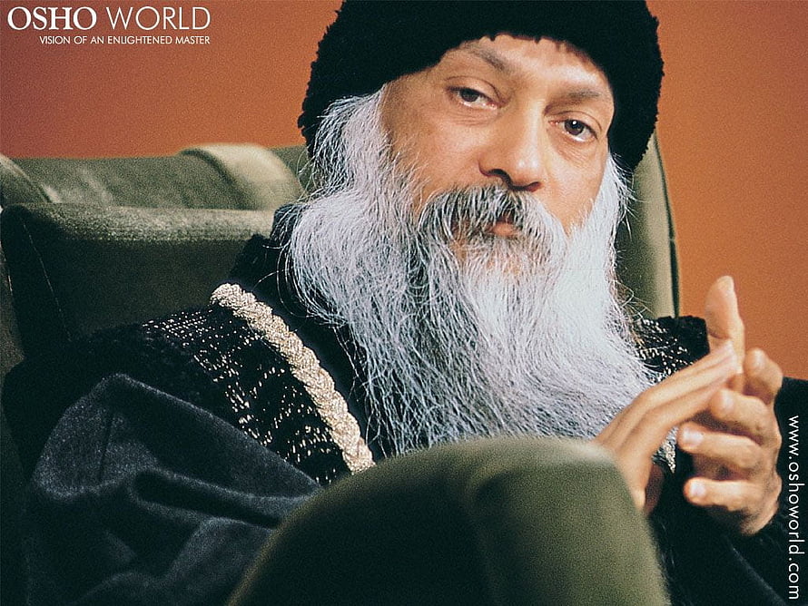 Osho Portrait with Long White Beard and Black Turban in Dark Robes HD wallpaper