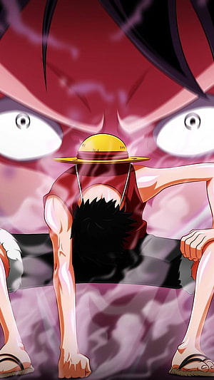 Luffy Gear 5 Awakening in One Piece Anime with Intense Red Aura HD phone wallpaper