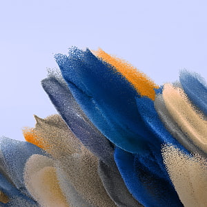 Abstract Digital Art with Blue and Gold Particle Brush Strokes on Light Background HD phone wallpaper
