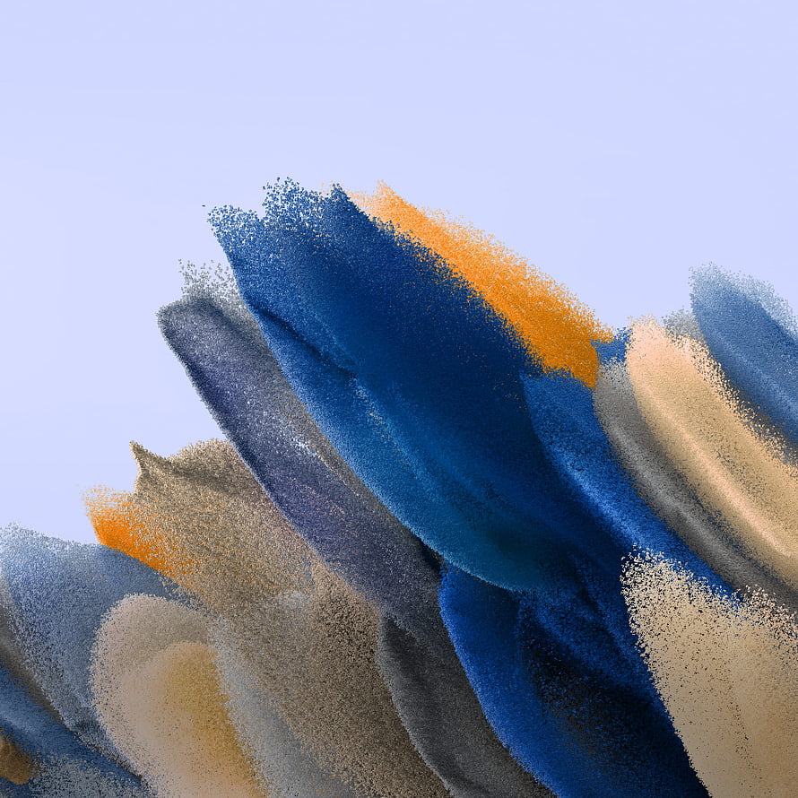 Abstract Digital Art with Blue and Gold Particle Brush Strokes on Light Background HD phone wallpaper
