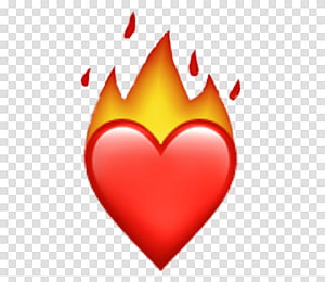 Flaming Red Heart Emoji with Fire Flames and Sparks on Transparent Background HD wallpaper