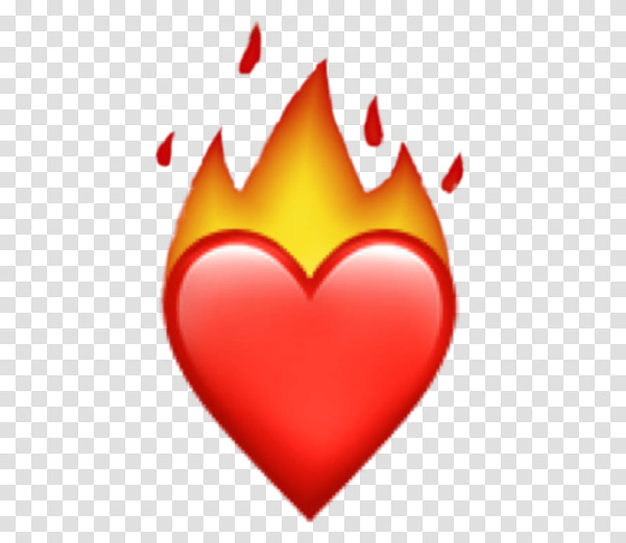 Flaming Red Heart Emoji with Fire Flames and Sparks on Transparent Background HD wallpaper