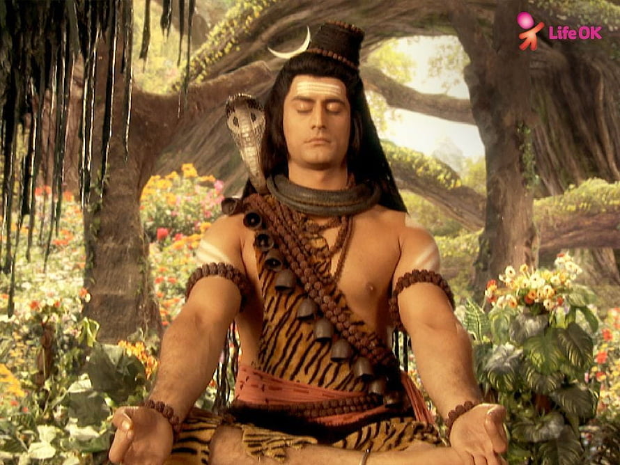 Devon Ke Dev Mahadev Shiva Meditating in Forest with Snake and Rudraksha HD wallpaper