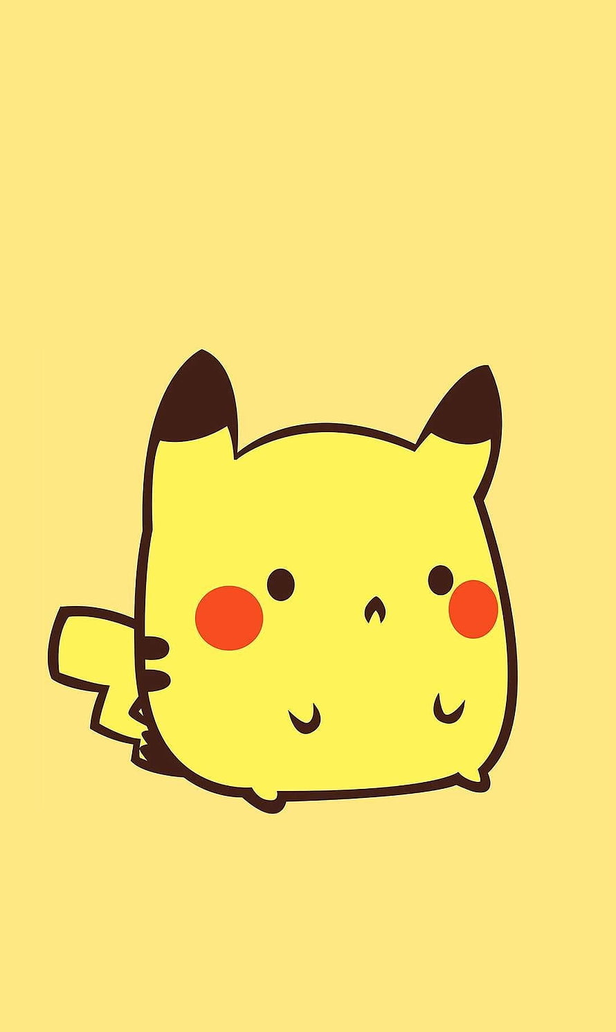 Cute Chibi Pikachu Illustration with Soft Yellow Background and Red Cheeks HD phone wallpaper