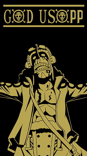 God Usopp One Piece Anime Character Illustration in Gold and Black HD phone wallpaper